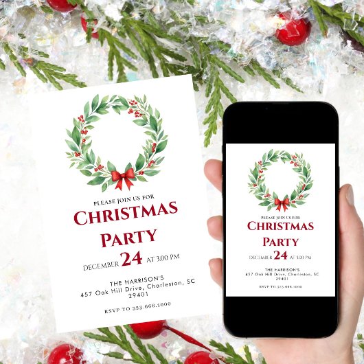 Invitation Wire Ribbon Dîner de Noël