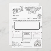 Invitation Wishlist Letter to Santa Coloring Activity (Devant / Derrière)