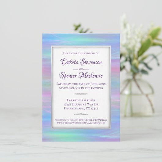 Invitation Wisps Whimsical | Holo Fairy Pastel Rainbow Ombre (Debout devant)