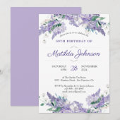 Invitation Wisteria 50e anniversaire Fleur Classy Purple Pers (Devant / Derrière)