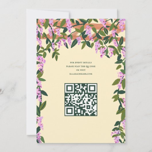 Invitation Wisteria Custom B'nai Bat Bar Mitzvah QR Code (Dos)