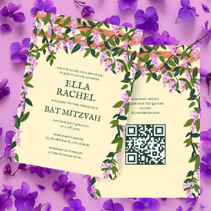 Invitation Wisteria Custom B'nai Bat Bar Mitzvah QR Code