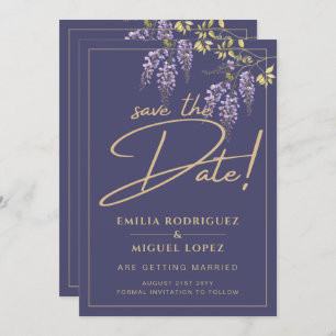 Invitation Wisteria Dusty Purple Gold Wedding Enregistrer la 
