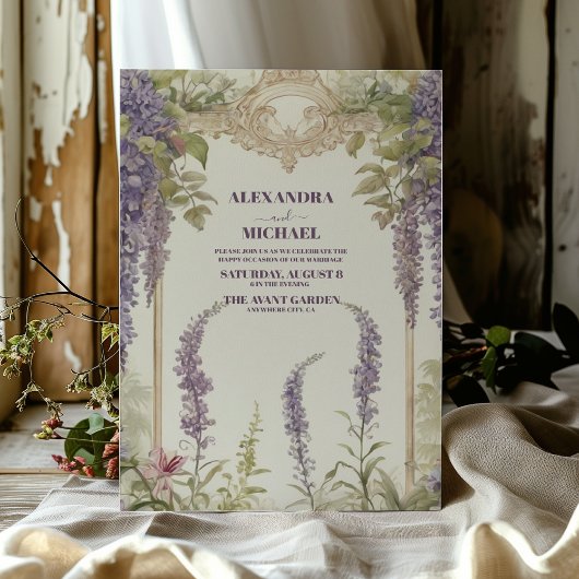 Invitation Wisteria Dusty Purple Mariage d'aquarelle