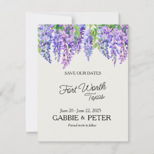 Invitation Wisteria Fleurs violettes Botanique Jardin Mariage