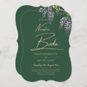 Invitation WISTERIA Gold Texte Vert BODA Invi (Devant / Derrière)