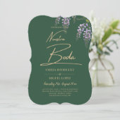Invitation WISTERIA Gold Texte Vert BODA Invi (Debout devant)