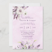 Invitation Wisteria Lavender White Roses Mariage chic (Devant)
