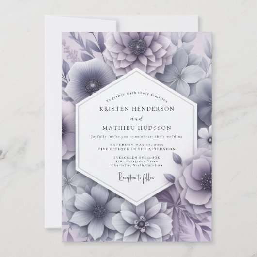 Invitation Wisteria Misty Bloom Wedding (Devant)