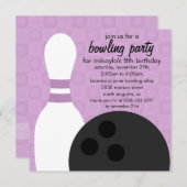 Invitation Wisteria Purple Pin Pals Bowling Anniversaire (Devant / Derrière)