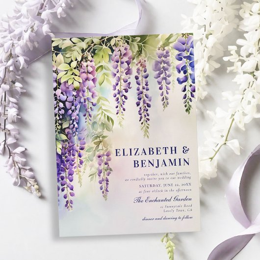 Invitation Wisteria Romantic Garden Party Mariage élégant