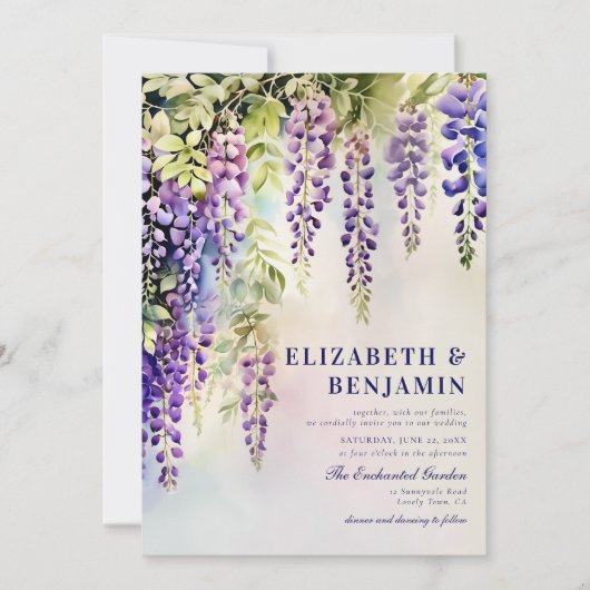Invitation Wisteria Romantic Garden Party Mariage élégant (Devant)