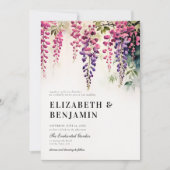Invitation Wisteria Romantic Garden Party Mariage rose violet (Devant)