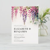 Invitation Wisteria Romantic Garden Party Mariage rose violet (Debout devant)