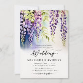 Invitation Wisteria Romantic Garden Party Purple Boho Mariage (Devant)