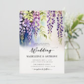 Invitation Wisteria Romantic Garden Party Purple Boho Mariage (Debout devant)