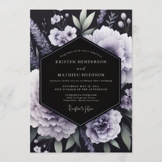 Invitation Wisteria Somber Flora Wedding (Devant)