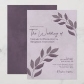 Invitation Wistful Leaves Elegant Modern Dusty Purple Wedding (Devant / Derrière)