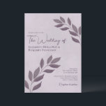 Invitation Wistful Leaves Elegant Modern Dusty Purple Wedding<br><div class="desc">These elegant wedding invitations feature a rustic yet modern design with sprigs of hand painted dusty purple colored watercolor leaves entering from both sides of the card. The typography is unique and elegant with both left and right justified text. Simple and stylish, these invites are a wonderful way to include...</div>