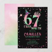 Invitation  Witch Birthday I Was 6 Now I'm 7 (Devant / Derrière)
