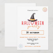 Invitation Witch Casquette Business Halloween Party Office Év (Devant / Derrière)