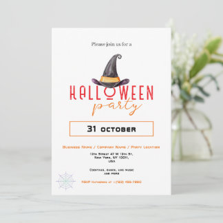 Invitation Witch Casquette Business Office Halloween Party
