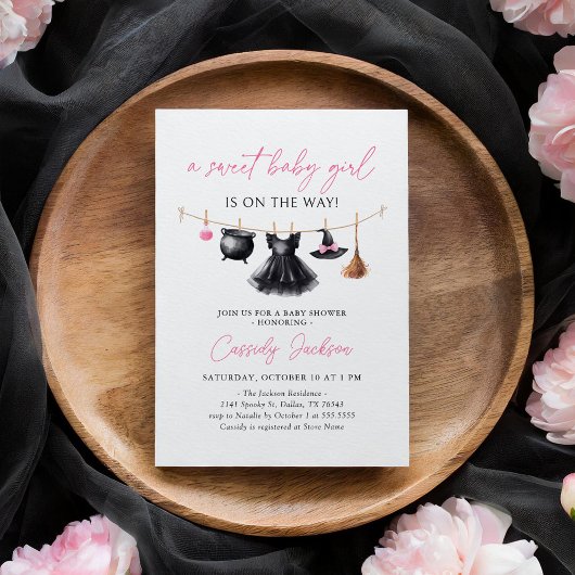 Invitation Witch Clothesline Halloween Baby Shower