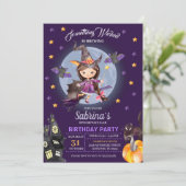 Invitation Witch Halloween Anniversaire de enfant Party Invit (Debout devant)