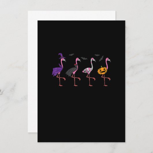 Invitation Witch Vampire Citrouille Flamant rose Oiseau Hallo (Devant / Derrière)