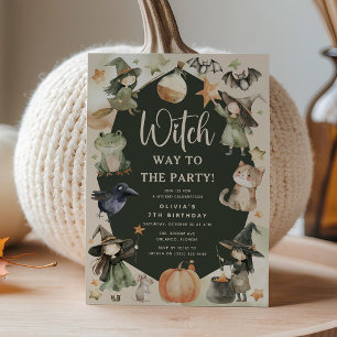 Invitation Witch Way to the Party's Kids Halloween Anniversai