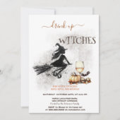 Invitation Witch Wine Citrouille Bow Halloween (Devant)