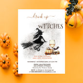 Invitation Witch Wine Citrouille Bow Halloween