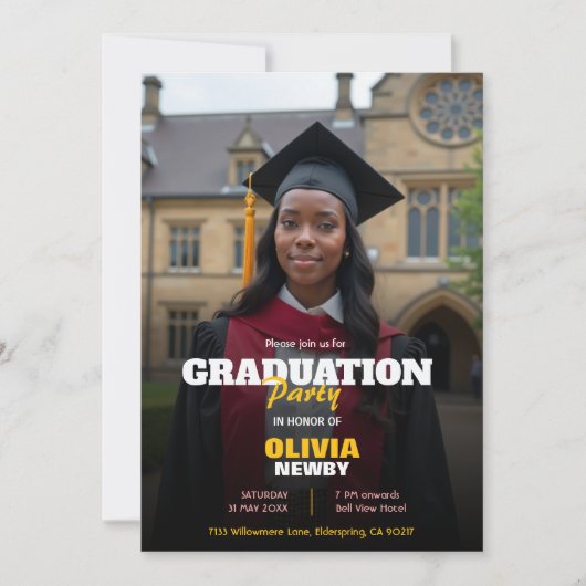 Invitation 🎓With QR code Modern Grad Party (Devant)