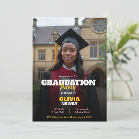 Invitation 🎓With QR code Modern Grad Party (Debout devant)