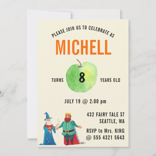 Invitation Wizard Frog Fairy Tale Mot Cloud Nom Collage (Dos)