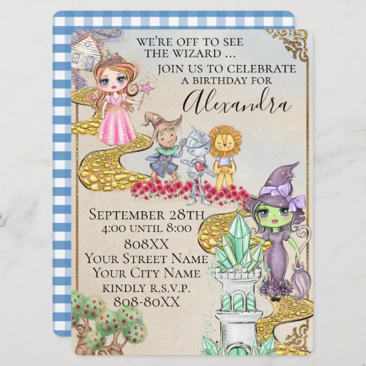 Invitation Wizard of Oz Illustrated Tale Theme (Devant / Derrière)