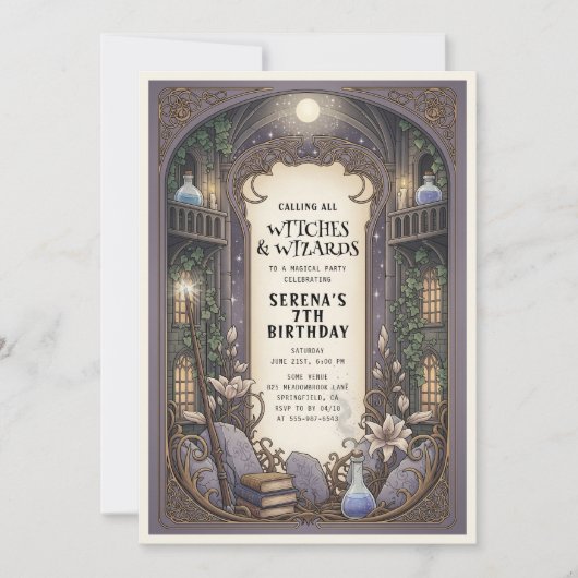 Invitation Wizard Witch Magic Castle Anniversaire (Devant)