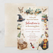 Invitation Wizard Witches Magical School Wizardry Birthday (Devant / Derrière)
