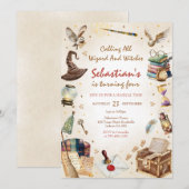 Invitation Wizard Witches Magical School Wizardry Birthday (Devant / Derrière)