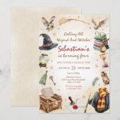 Invitation Wizard Witches Magical School Wizardry Birthday (Devant / Derrière)