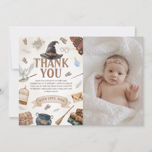 Invitation Wizards Photo Thank You Card (Devant)