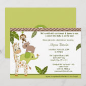 Invitation WJC de baby shower de SINGE de jungle (Devant / Derrière)