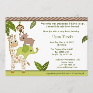 Invitation WJC de baby shower de SINGE de jungle
