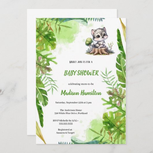 INVITATION WOLF BABYSHOWER (Devant / Derrière)