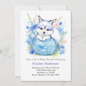 Invitation Wolf Custom Boy Baby shower (Devant)