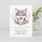Invitation Wolf Dreamscape Baby shower de fille rose (Debout devant)