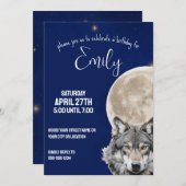 Invitation Wolf et Pleine lune dans Starry Night Sky (Devant / Derrière)