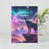 Invitation Wolf Galaxy Étoiles Cosmique Anniversaire Fête Inv (Debout devant)
