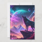 Invitation Wolf Galaxy Étoiles Cosmique Anniversaire Fête Inv (Dos)