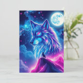 Invitation Wolf Galaxy Stars Cosmic Birthday Party (Debout devant)